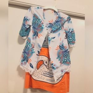 *Oshkosh* 2 piece Girls 4T Peacock set